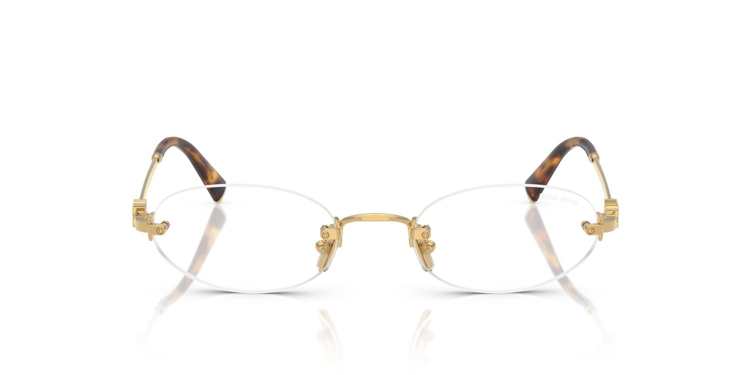 Occhiali da sole Miu Miu MU A54S (5AK08N) colore oro forma ovale lenti trasparente con filtro anti luce blu