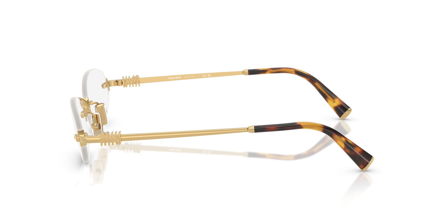 Occhiali da sole Miu Miu MU A54S (5AK08N) colore oro forma ovale lenti trasparente con filtro anti luce blu