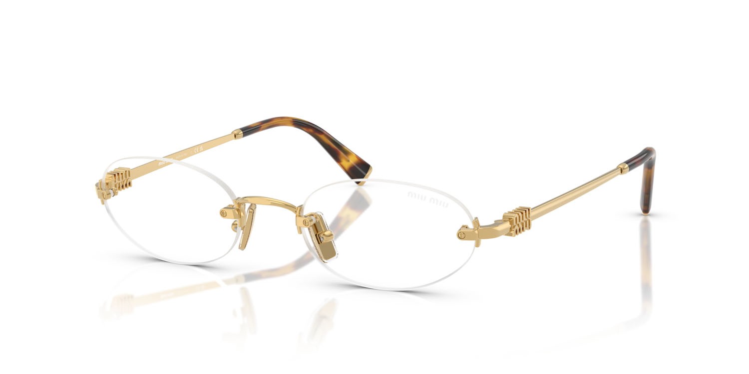 Occhiali da sole Miu Miu MU A54S (5AK08N) colore oro forma ovale lenti trasparente con filtro anti luce blu