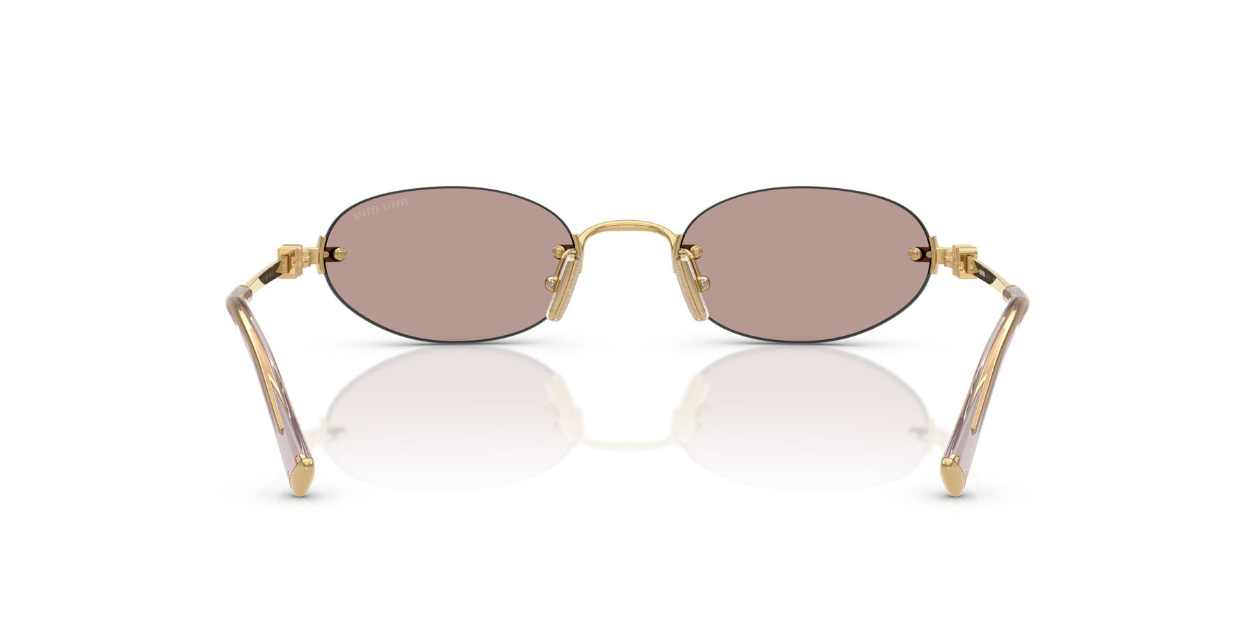 Occhiali da sole Miu Miu MU A54S (5AK20I) colore oro forma ovale lenti viola chiaro/marrone