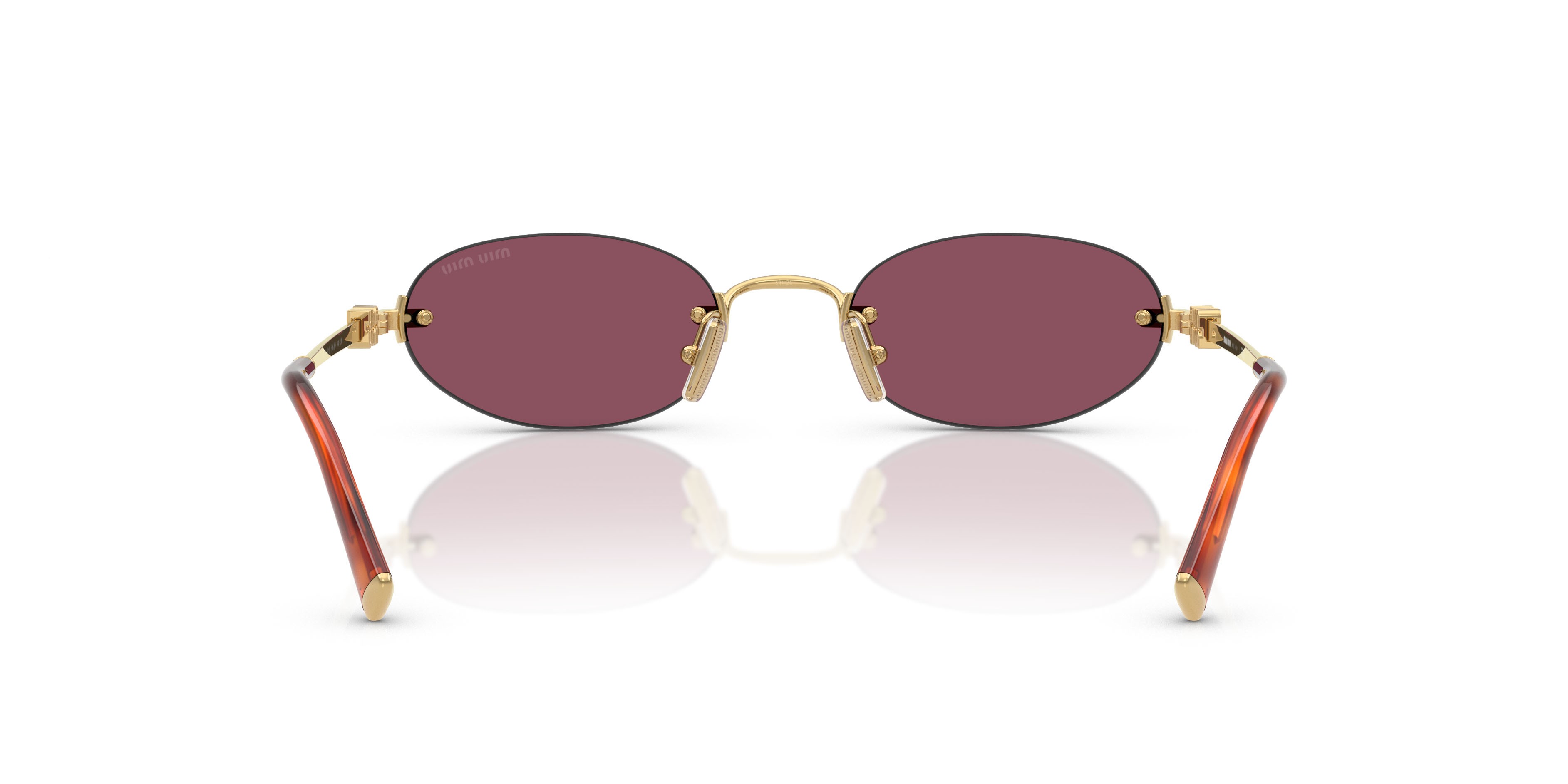 Occhiali da sole Miu Miu MU A54S (5AK20Y) colore oro forma ovale lenti violetto scuro
