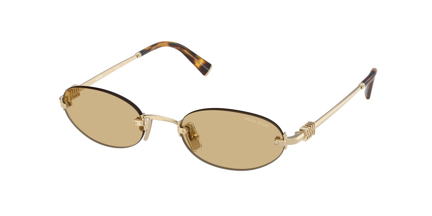 Occhiali da sole Miu Miu MU A54S (ZVN10R) colore oro pallido forma ovale lenti giallo