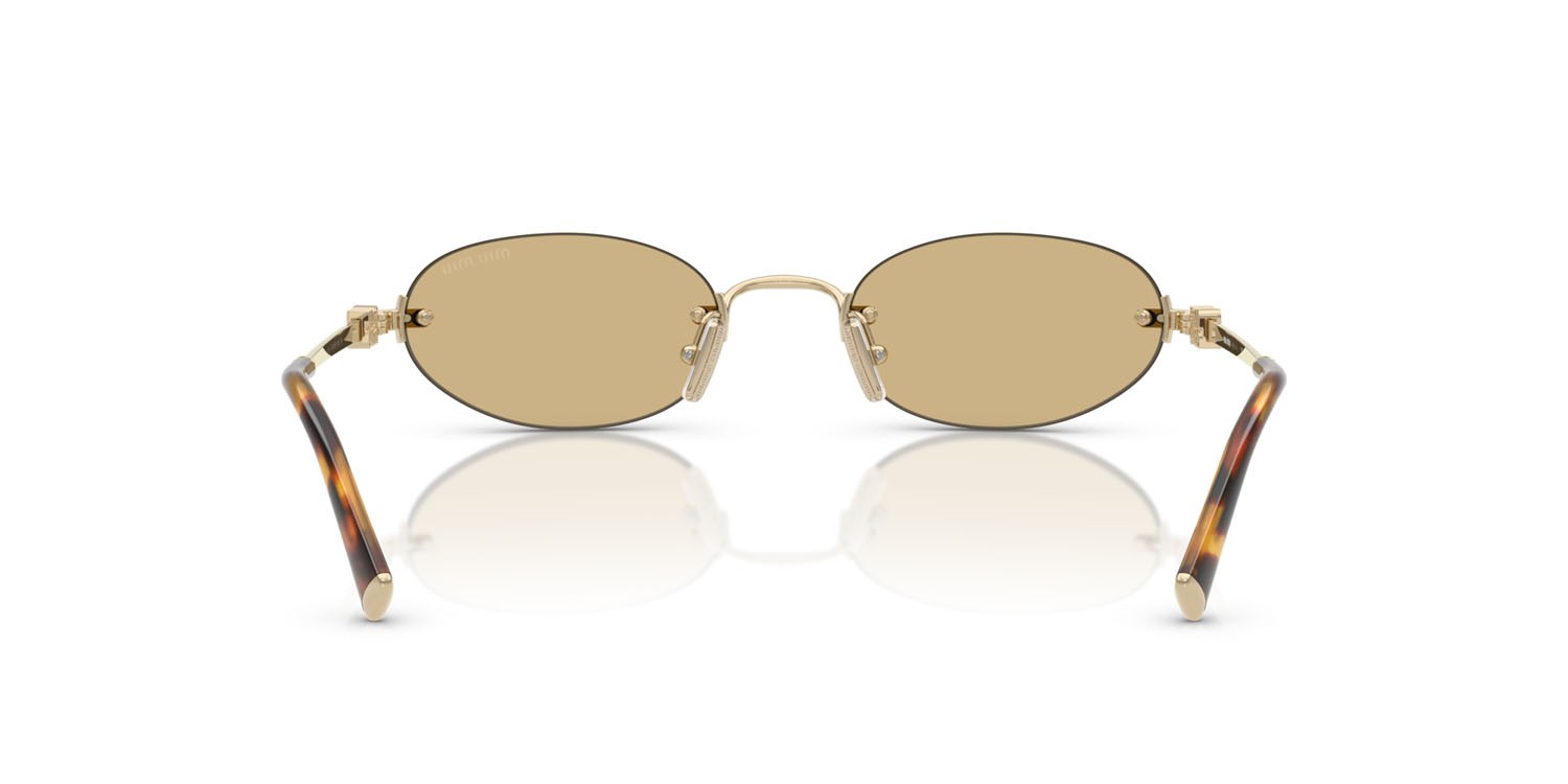 Occhiali da sole Miu Miu MU A54S (ZVN10R) colore oro pallido forma ovale lenti giallo