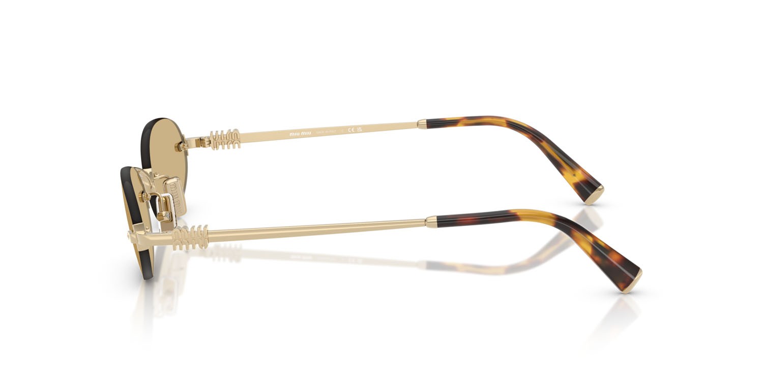 Occhiali da sole Miu Miu MU A54S (ZVN10R) colore oro pallido forma ovale lenti giallo