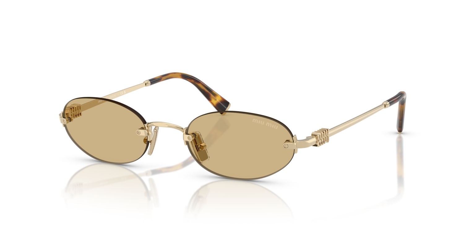Occhiali da sole Miu Miu MU A54S (ZVN10R) colore oro pallido forma ovale lenti giallo