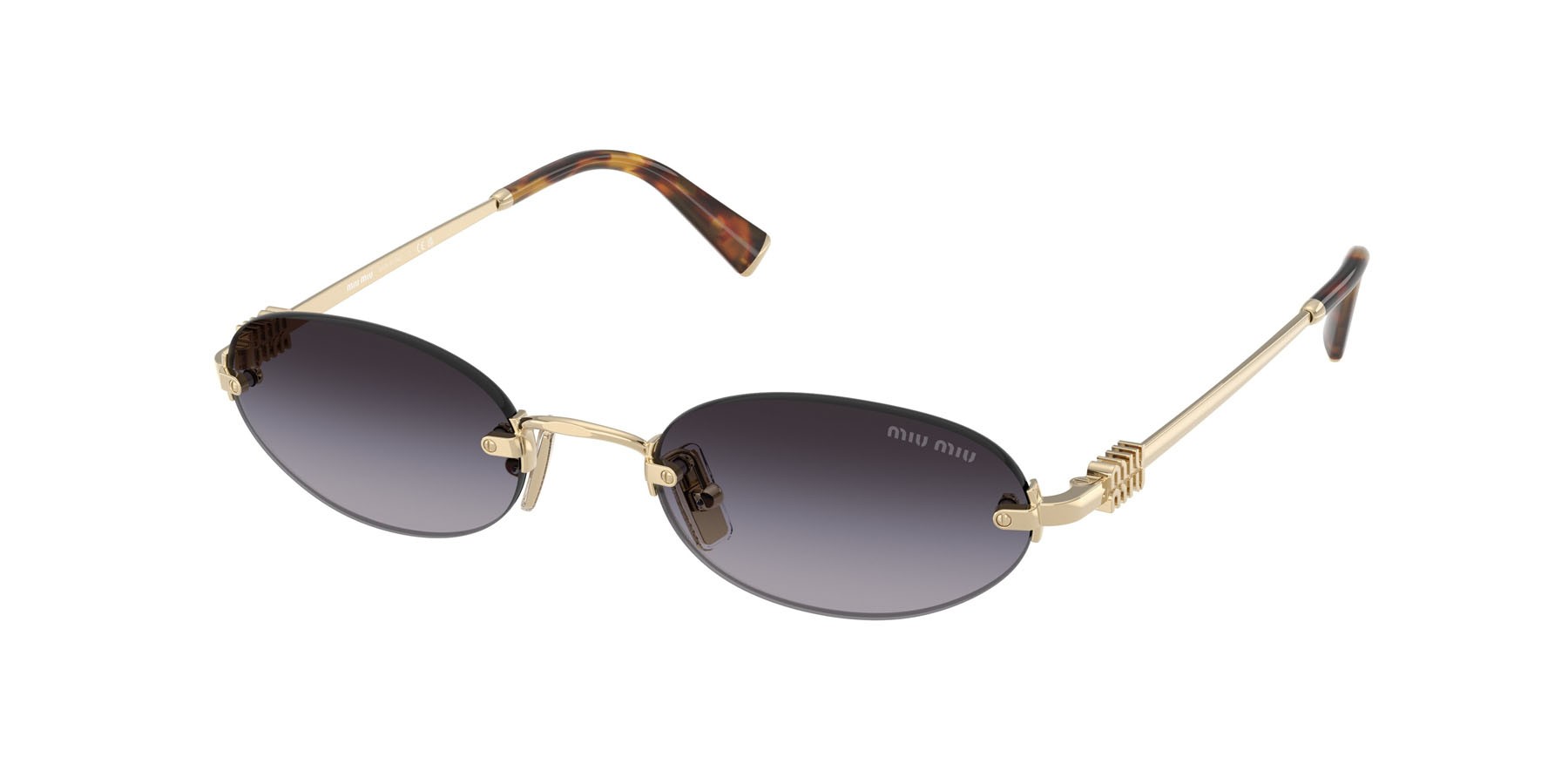 Occhiali da sole Miu Miu MU A54S (ZVN5D1) colore oro pallido forma ovale lenti sfumato grigio
