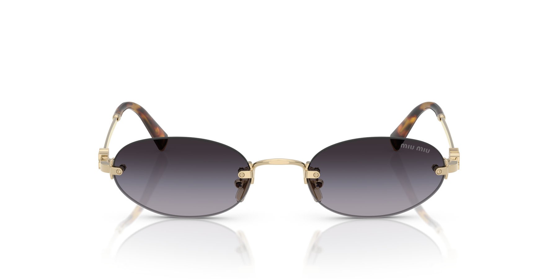 Occhiali da sole Miu Miu MU A54S (ZVN5D1) colore oro pallido forma ovale lenti sfumato grigio