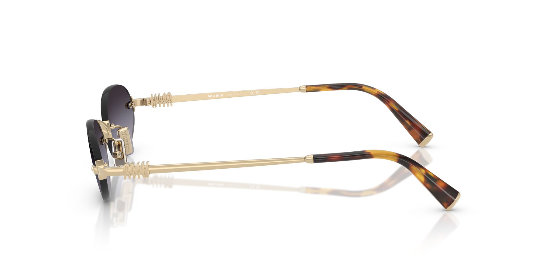 Occhiali da sole Miu Miu MU A54S (ZVN5D1) colore oro pallido forma ovale lenti sfumato grigio