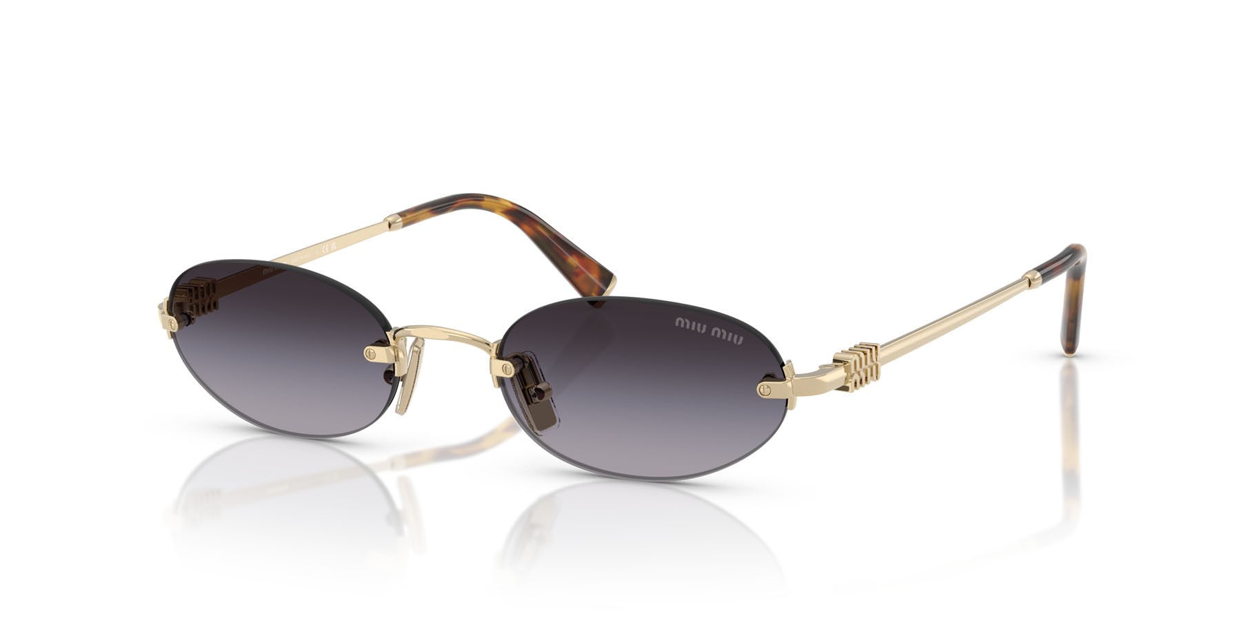 Occhiali da sole Miu Miu MU A54S (ZVN5D1) colore oro pallido forma ovale lenti sfumato grigio
