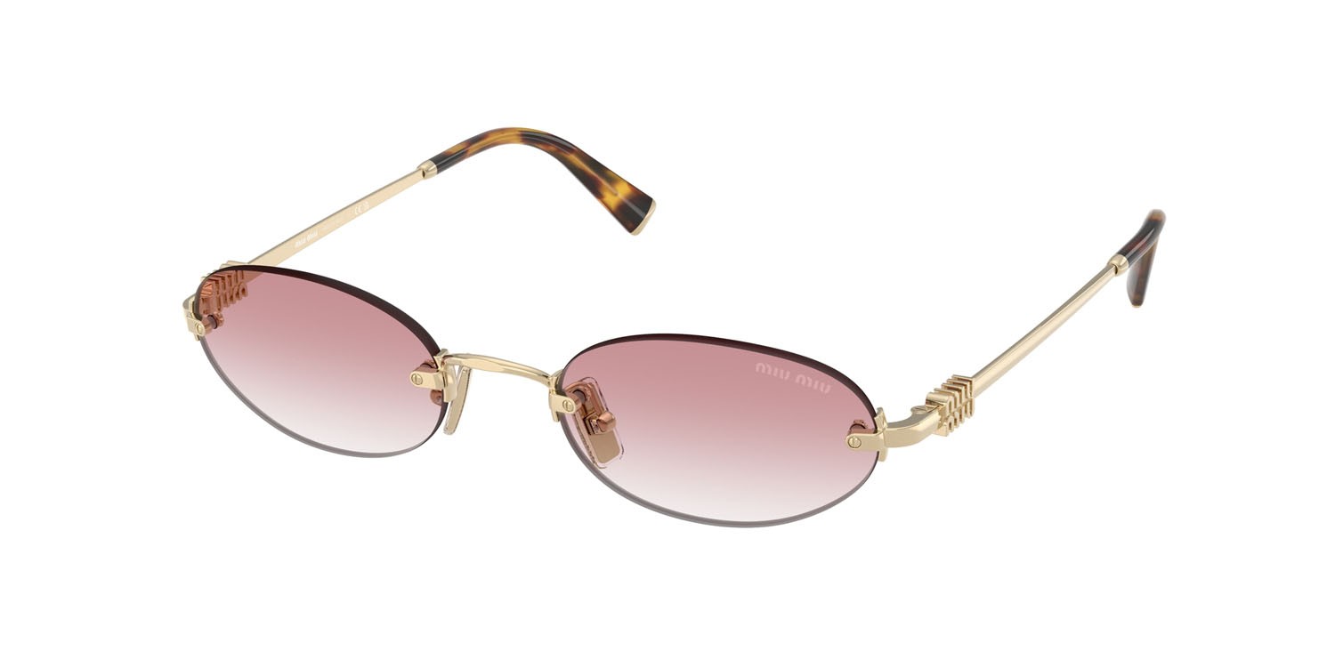 Occhiali da sole Miu Miu MU A54S (ZVN70O) colore oro pallido forma ovale lenti trasparente sfumato rosa