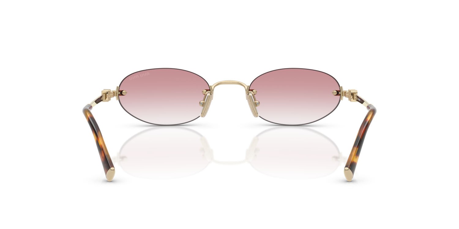 Occhiali da sole Miu Miu MU A54S (ZVN70O) colore oro pallido forma ovale lenti trasparente sfumato rosa