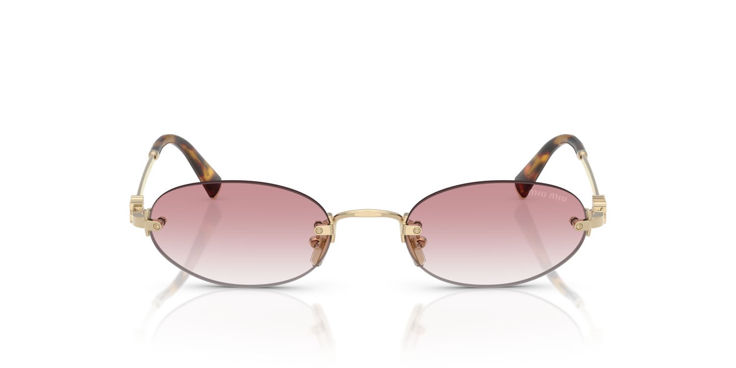 Occhiali da sole Miu Miu MU A54S (ZVN70O) colore oro pallido forma ovale lenti trasparente sfumato rosa