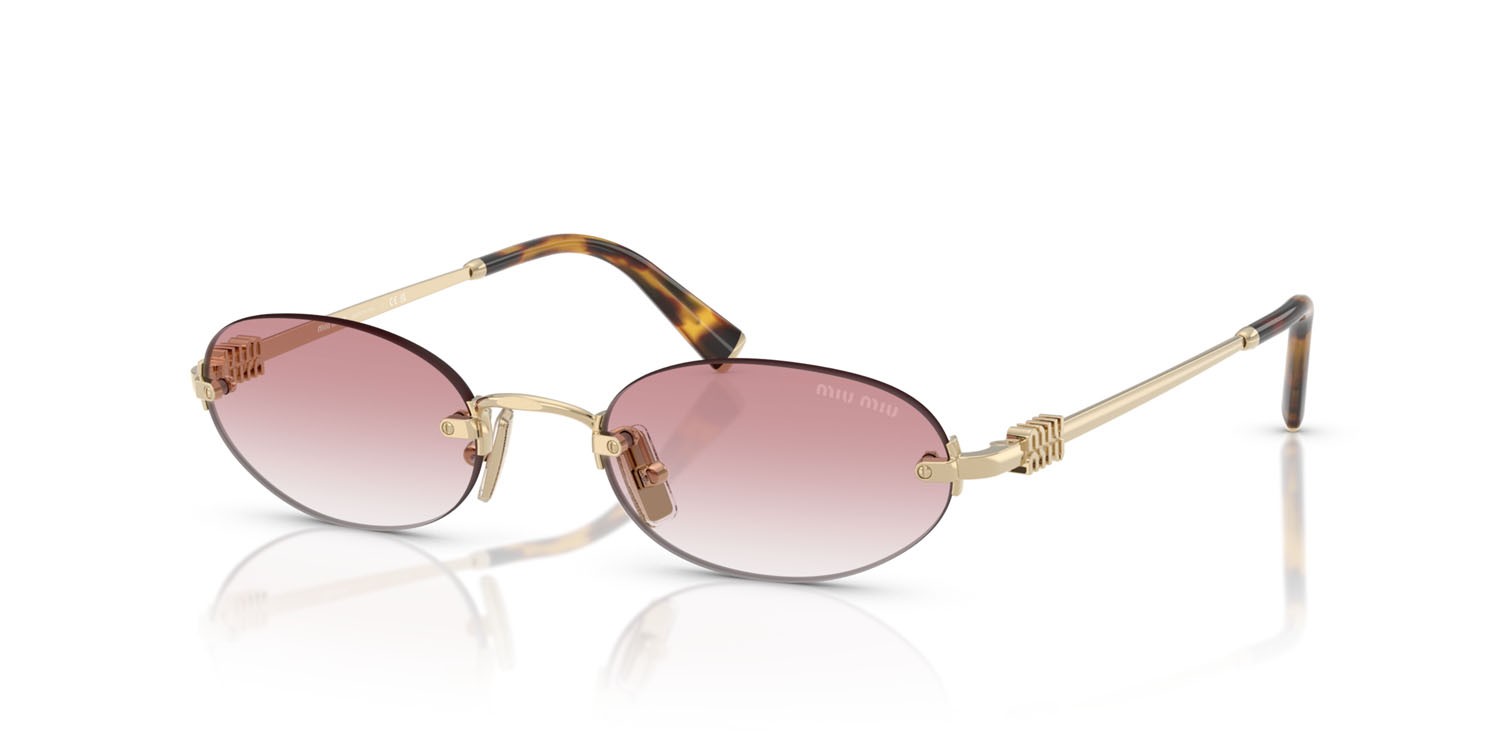Occhiali da sole Miu Miu MU A54S (ZVN70O) colore oro pallido forma ovale lenti trasparente sfumato rosa