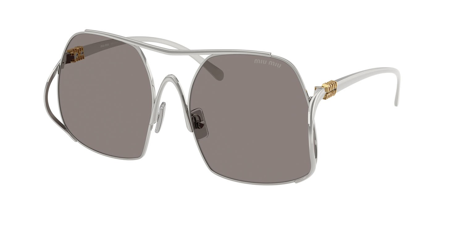 Occhiali da sole Miu Miu MU A55S (1BC80Q) colore argento forma quadrato lenti grigio scuro