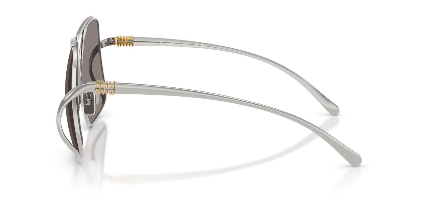Occhiali da sole Miu Miu MU A55S (1BC80Q) colore argento forma quadrato lenti grigio scuro