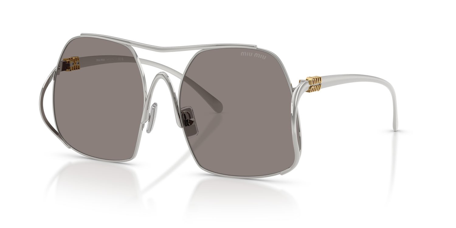 Occhiali da sole Miu Miu MU A55S (1BC80Q) colore argento forma quadrato lenti grigio scuro