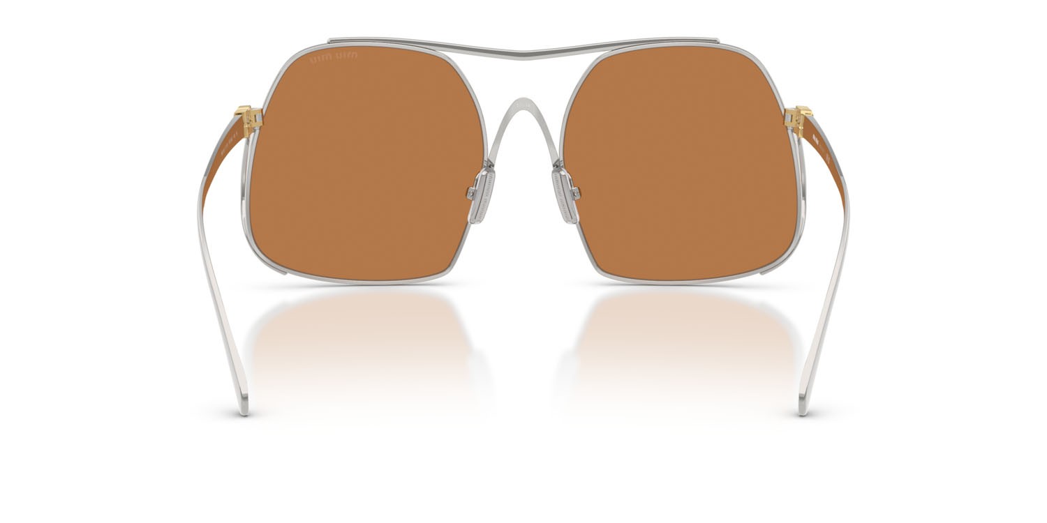 Occhiali da sole Miu Miu MU A55S (1BC90Q) colore argento forma quadrato lenti marrone