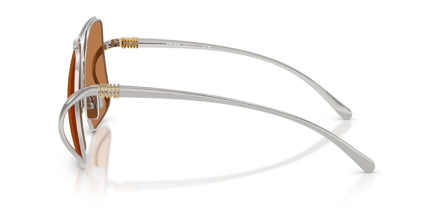 Occhiali da sole Miu Miu MU A55S (1BC90Q) colore argento forma quadrato lenti marrone