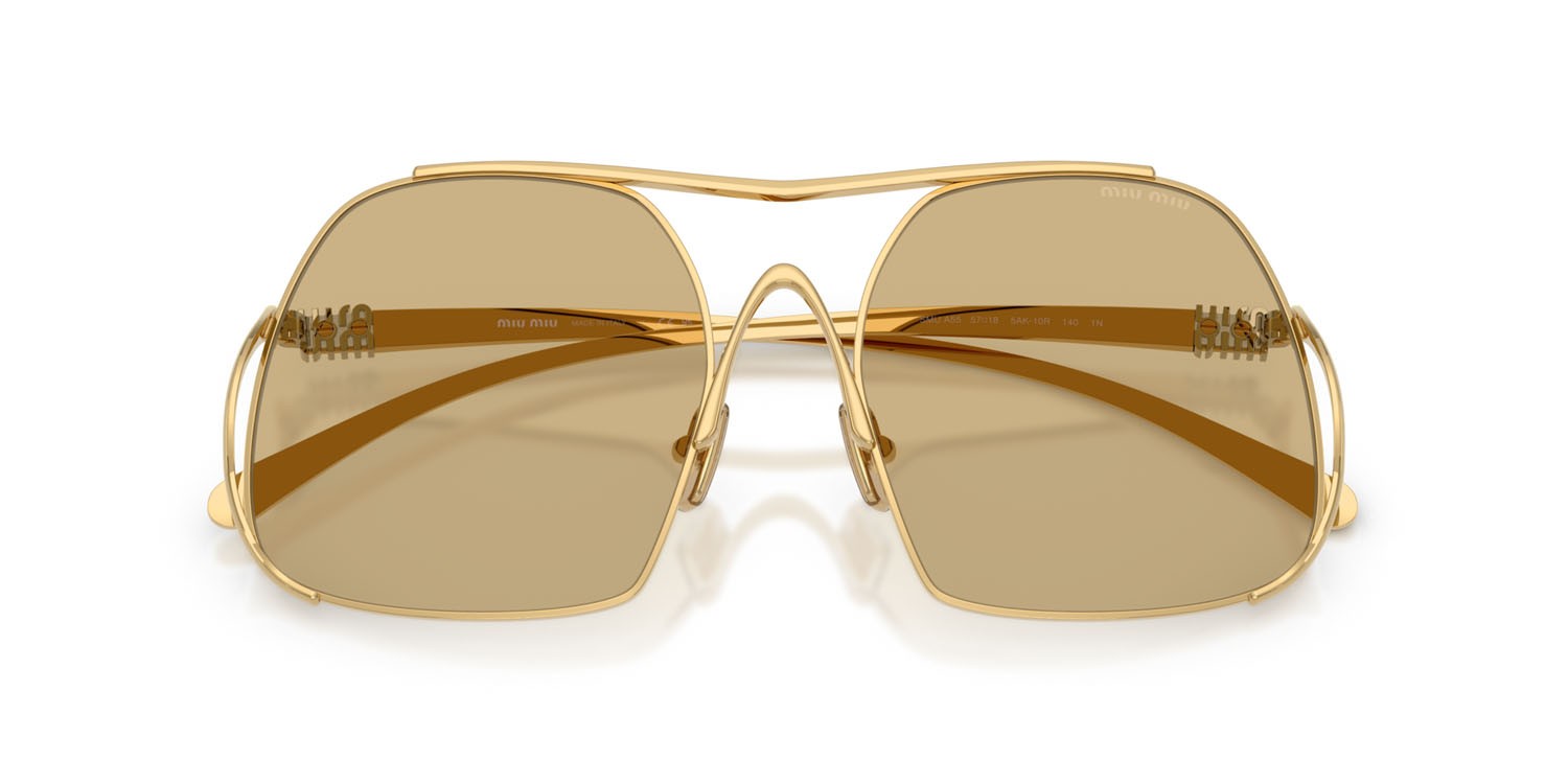 Occhiali da sole Miu Miu MU A55S (5AK10R) colore oro forma quadrato lenti giallo