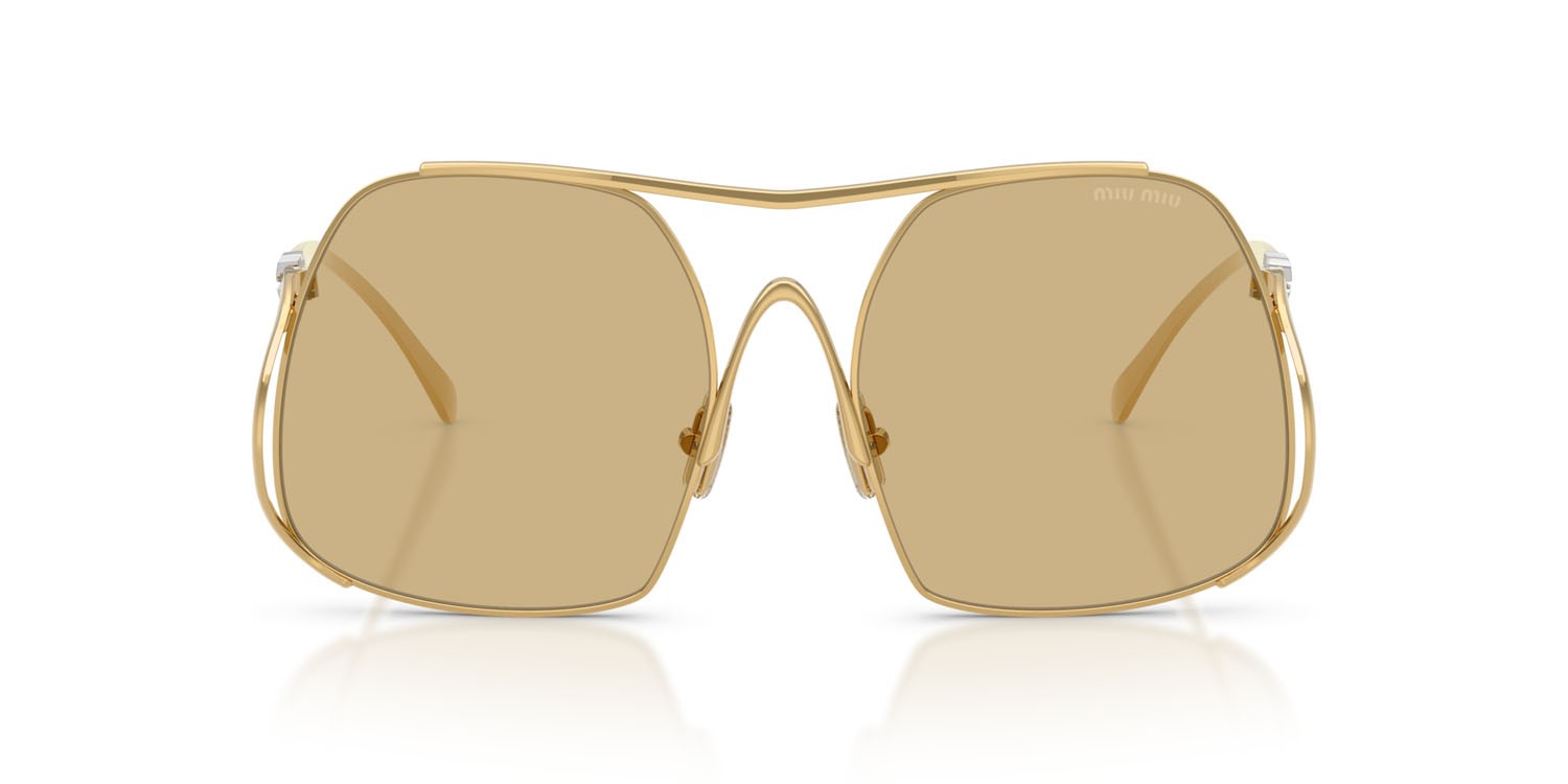 Occhiali da sole Miu Miu MU A55S (5AK10R) colore oro forma quadrato lenti giallo
