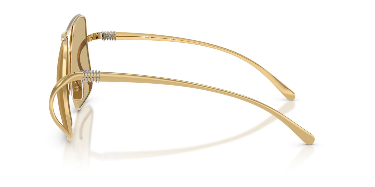 Occhiali da sole Miu Miu MU A55S (5AK10R) colore oro forma quadrato lenti giallo