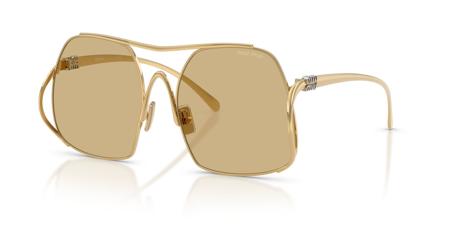 Occhiali da sole Miu Miu MU A55S (5AK10R) colore oro forma quadrato lenti giallo