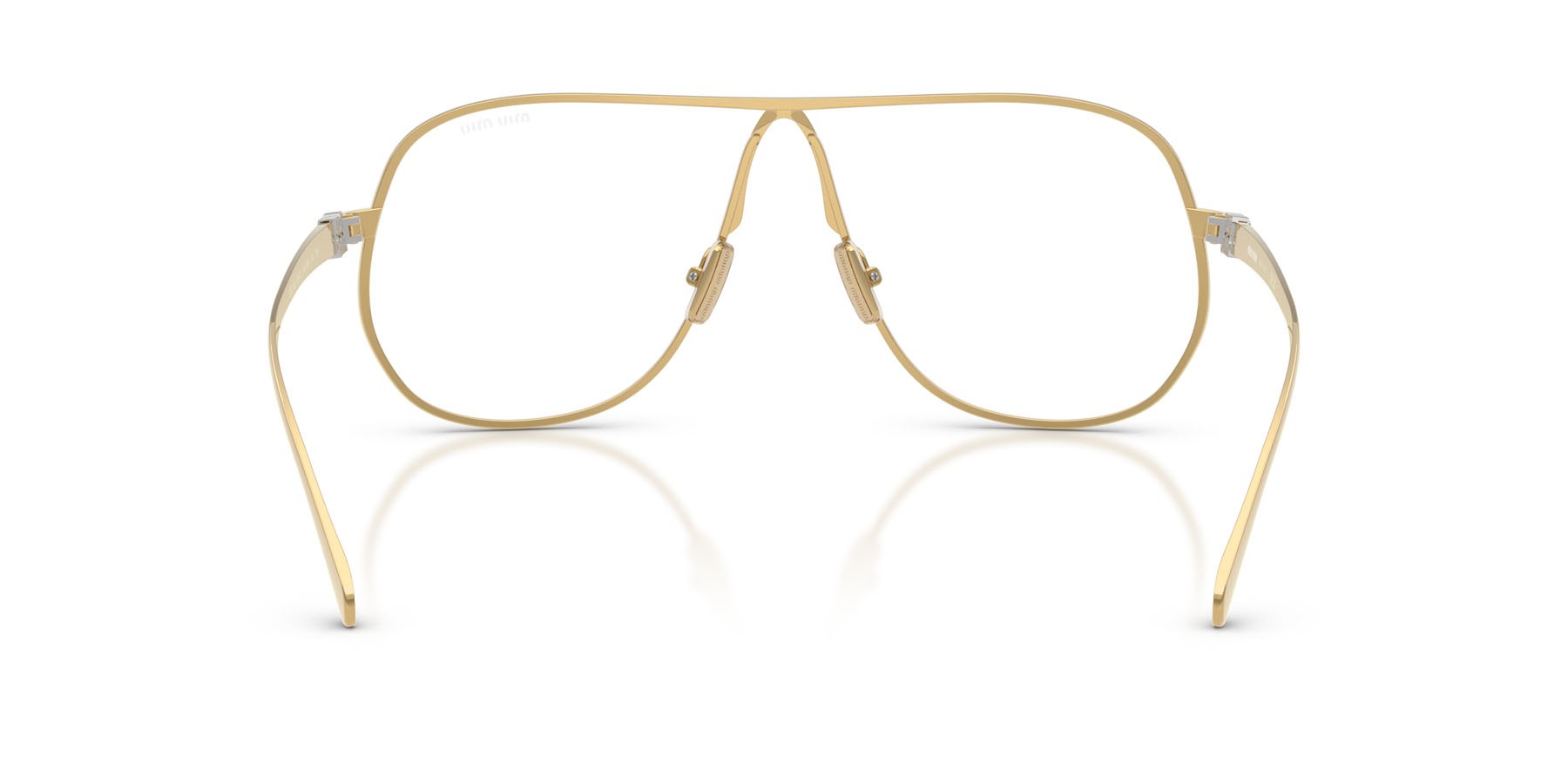 Occhiali da sole Miu Miu MU A56S (5AK08N) colore oro forma aviator lenti clear blue-violet light filter