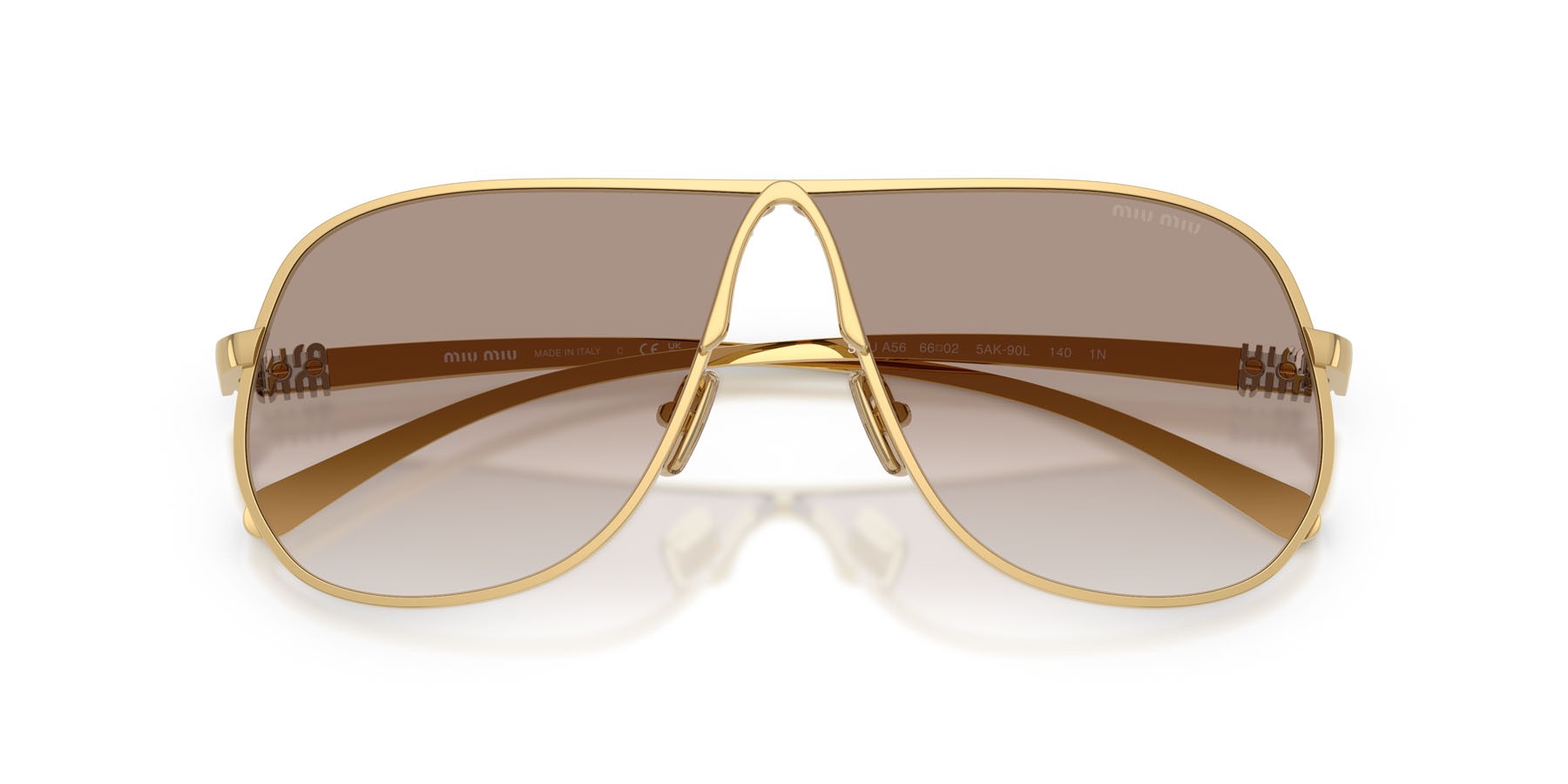 Occhiali da sole Miu Miu MU A56S (5AK90L) colore oro forma aviator lenti trasparente sfumato marrone