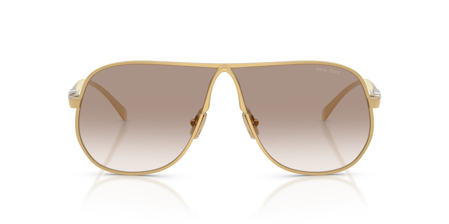 Occhiali da sole Miu Miu MU A56S (5AK90L) colore oro forma aviator lenti trasparente sfumato marrone
