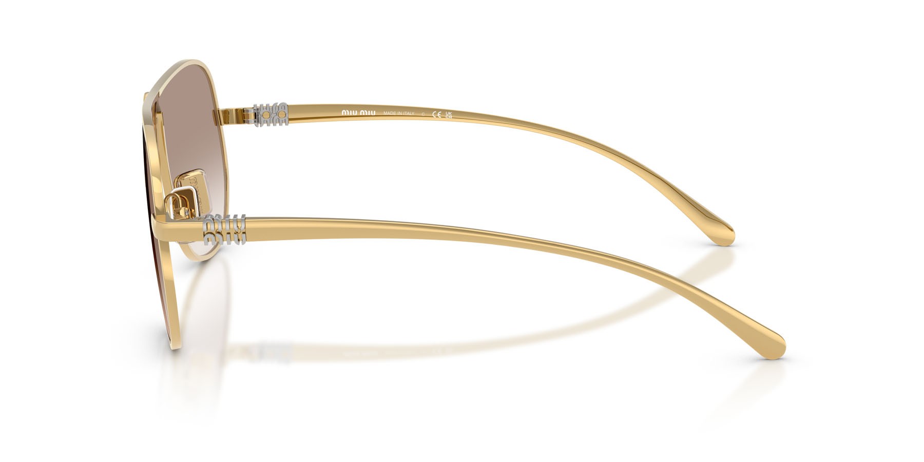 Occhiali da sole Miu Miu MU A56S (5AK90L) colore oro forma aviator lenti trasparente sfumato marrone