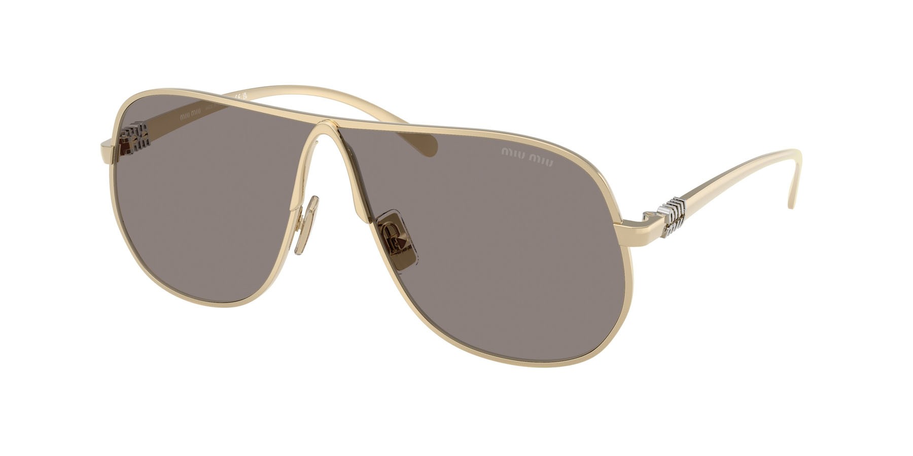 Occhiali da sole Miu Miu MU A56S (ZVN80Q) colore oro pallido forma aviator lenti grigio scuro