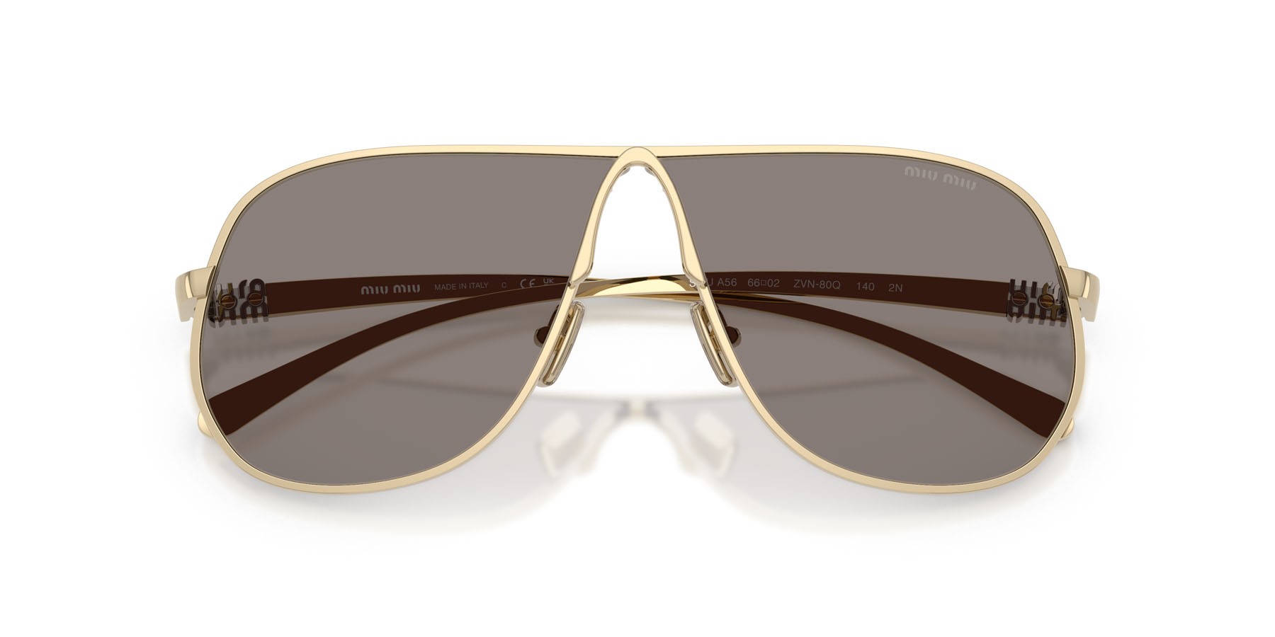 Occhiali da sole Miu Miu MU A56S (ZVN80Q) colore oro pallido forma aviator lenti grigio scuro