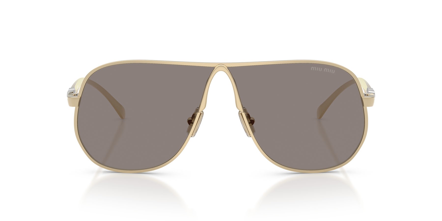 Occhiali da sole Miu Miu MU A56S (ZVN80Q) colore oro pallido forma aviator lenti grigio scuro