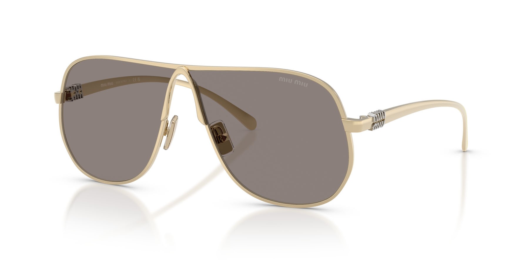 Occhiali da sole Miu Miu MU A56S (ZVN80Q) colore oro pallido forma aviator lenti grigio scuro