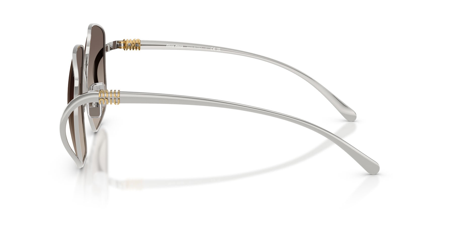 Occhiali da sole Miu Miu MU A57S (1BC30S) colore argento forma quadrato lenti sfumato grigio