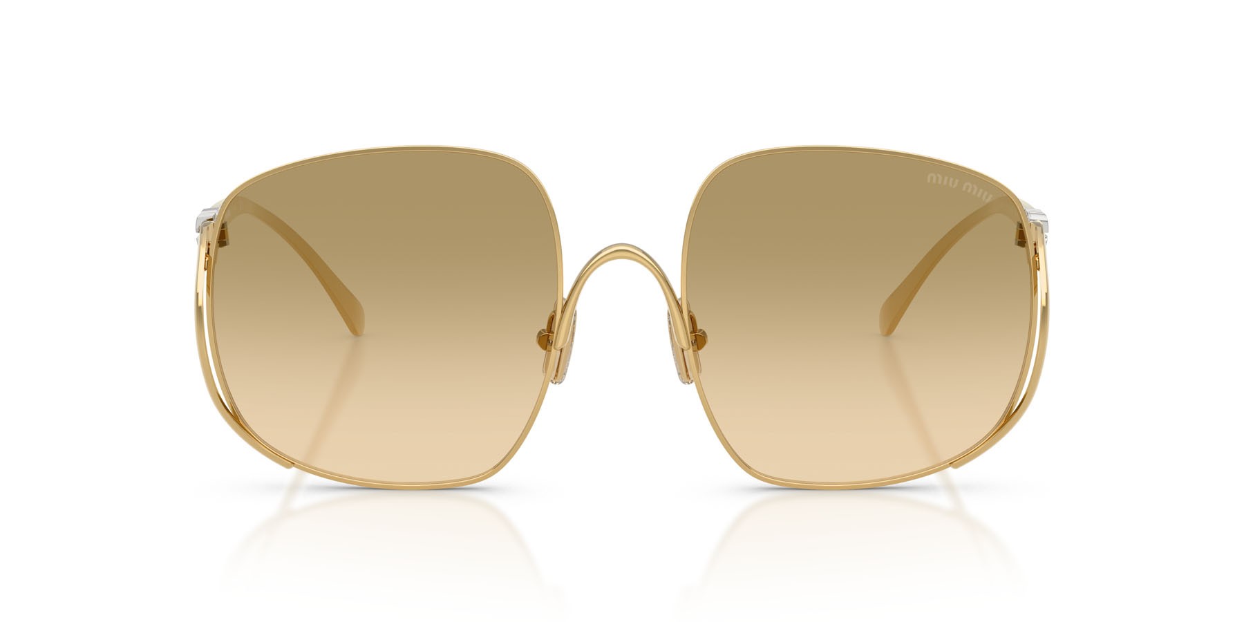 Occhiali da sole Miu Miu MU A57S (5AK20S) colore oro forma quadrato lenti camomilla sfumato