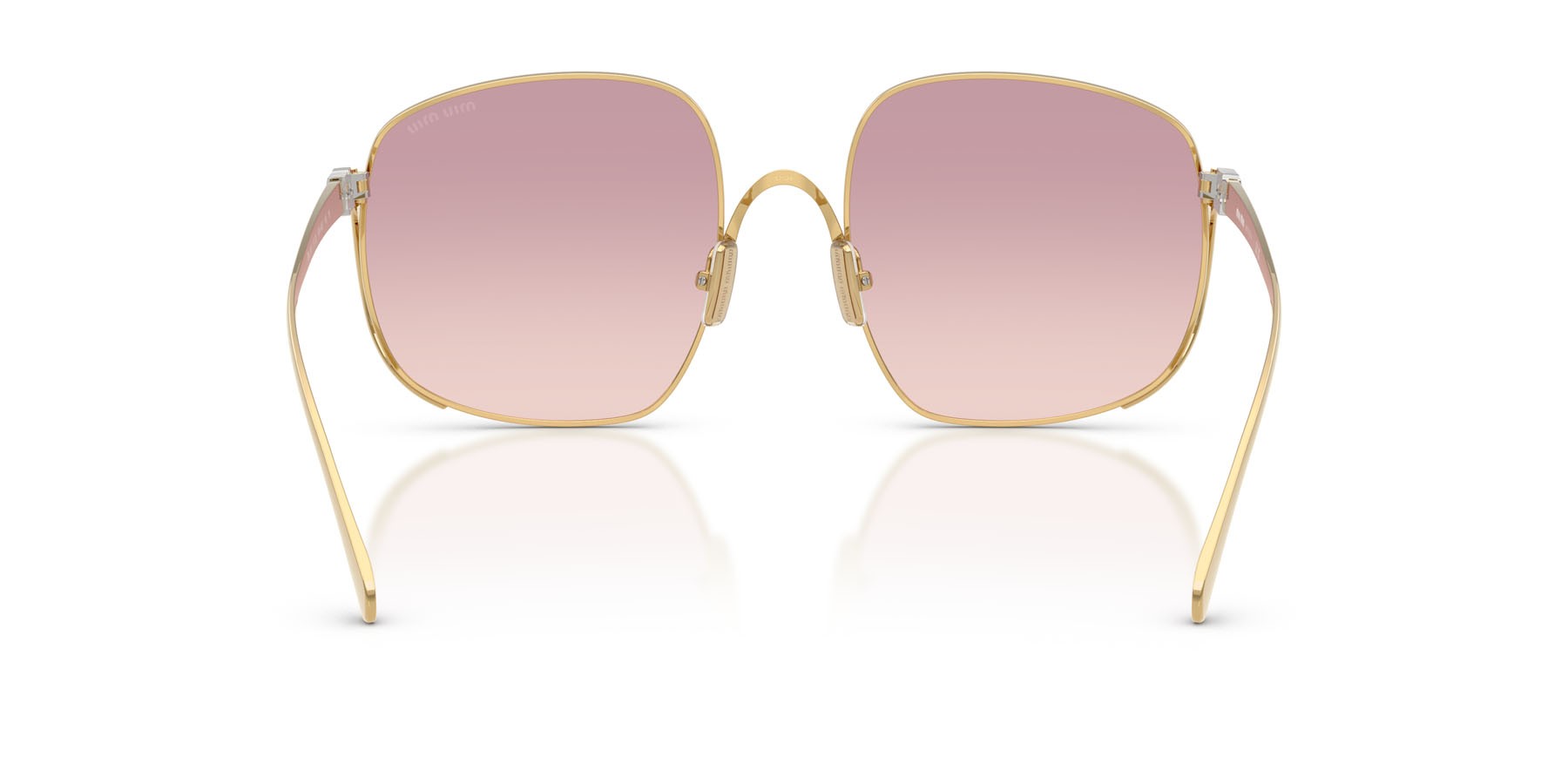 Occhiali da sole Miu Miu MU A57S (5AK40S) colore oro forma quadrato lenti marrone sfumato viola scuro