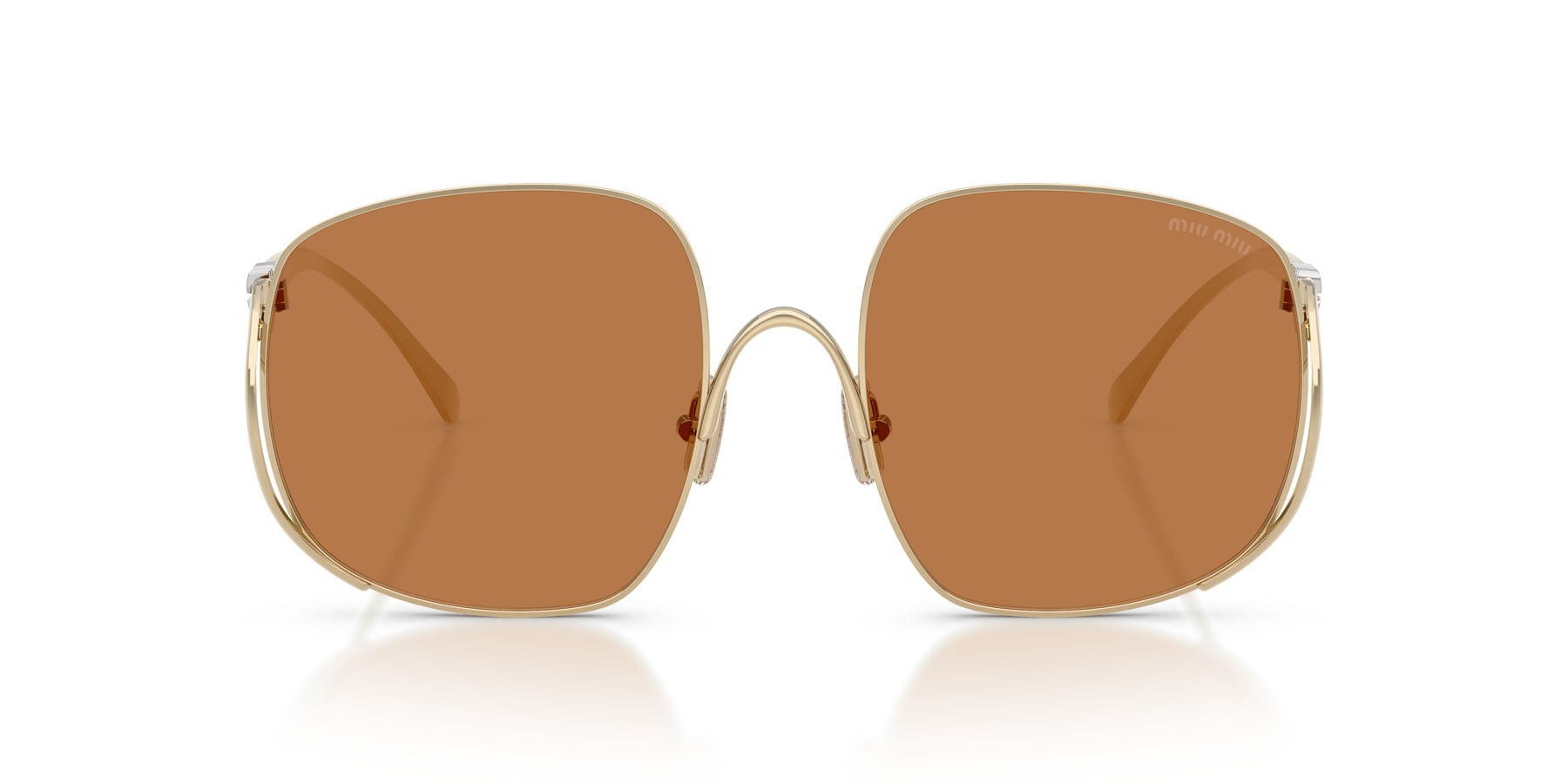 Occhiali da sole Miu Miu MU A57S (ZVN90Q) colore oro pallido forma quadrato lenti marrone
