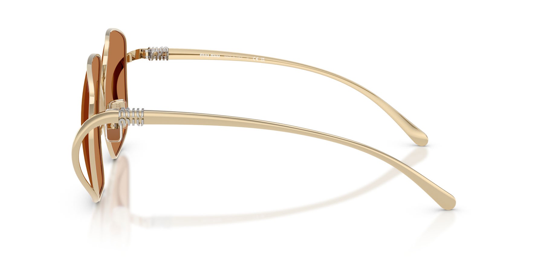 Occhiali da sole Miu Miu MU A57S (ZVN90Q) colore oro pallido forma quadrato lenti marrone