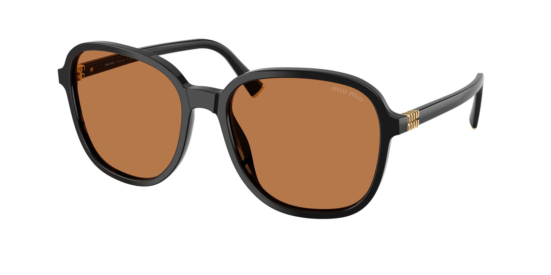 Occhiali da sole Miu Miu MU B01S (16K90Q) colore nero forma quadrato lenti marrone