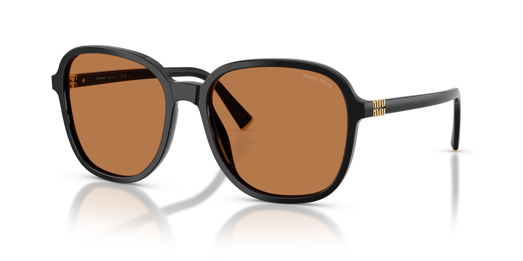Occhiali da sole Miu Miu MU B01S (16K90Q) colore nero forma quadrato lenti marrone