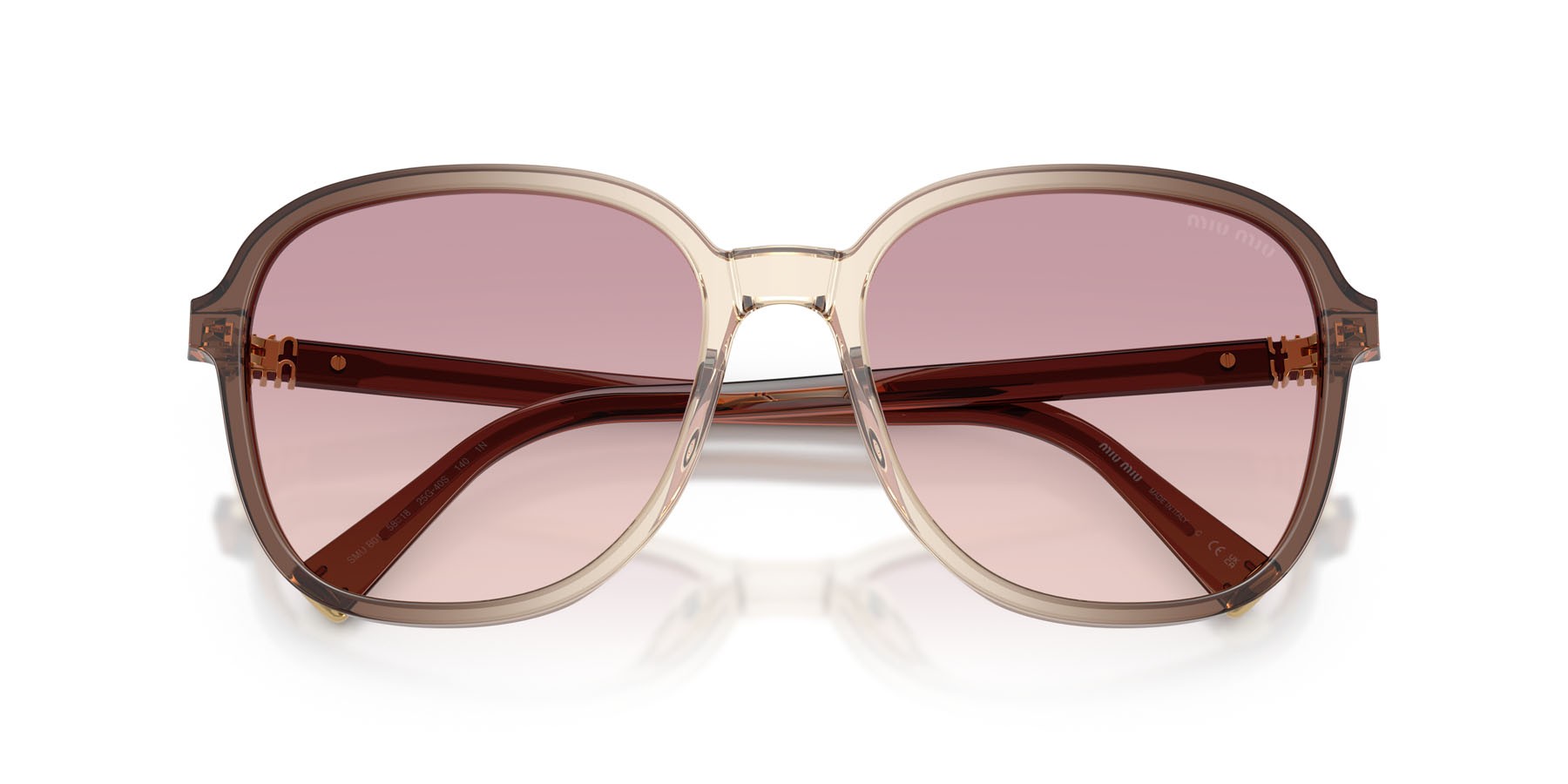 Occhiali da sole Miu Miu MU B01S (25G40S) colore marrone sfumato forma quadrato lenti marrone sfumato violetto