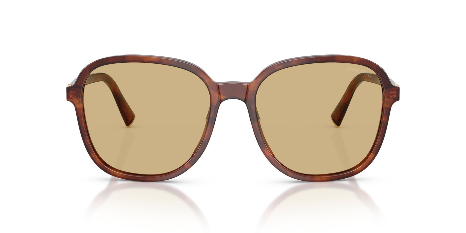 Occhiali da sole Miu Miu MU B01S (26E10R) colore tabacco striato forma quadrato lenti giallo
