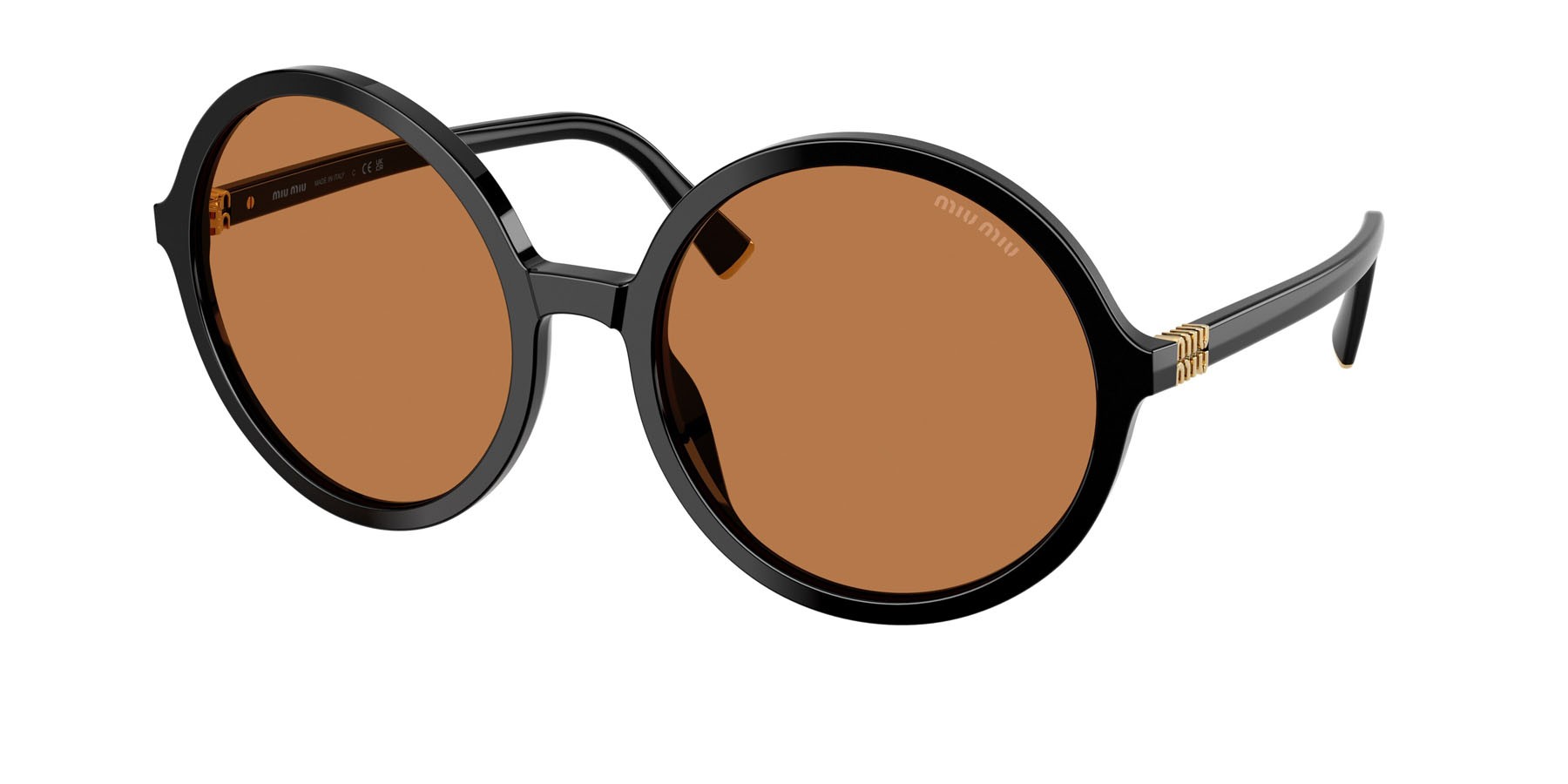 Occhiali da sole Miu Miu MU B02S (16K90Q) colore nero forma rotondo lenti marrone