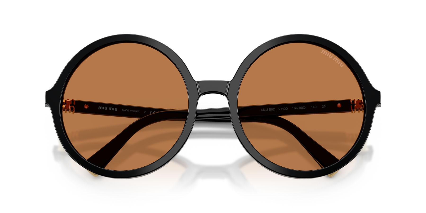 Occhiali da sole Miu Miu MU B02S (16K90Q) colore nero forma rotondo lenti marrone