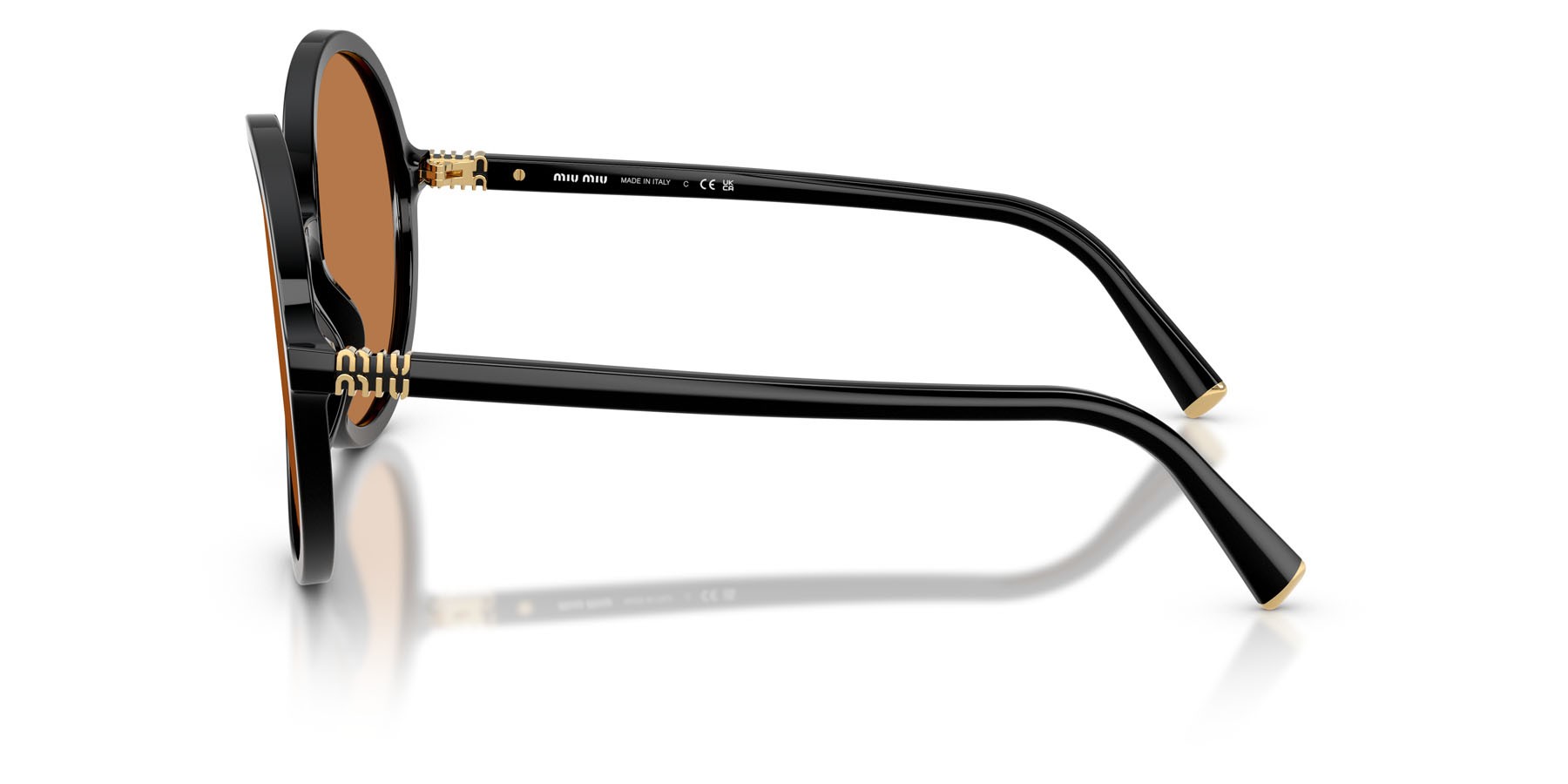 Occhiali da sole Miu Miu MU B02S (16K90Q) colore nero forma rotondo lenti marrone