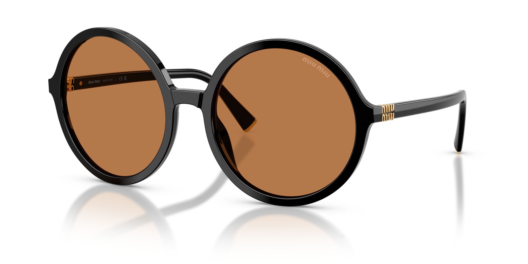 Occhiali da sole Miu Miu MU B02S (16K90Q) colore nero forma rotondo lenti marrone