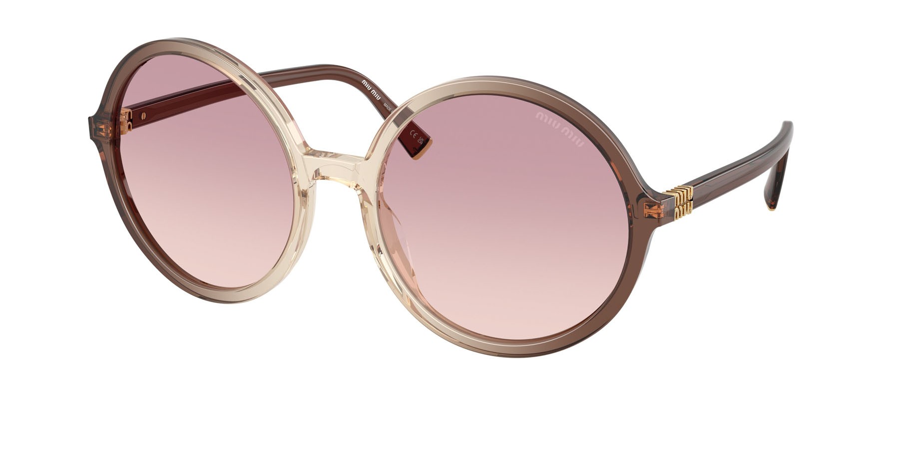 Occhiali da sole Miu Miu MU B02S (25G40S) colore marrone sfumato forma rotondo lenti marrone sfumato viola scuro