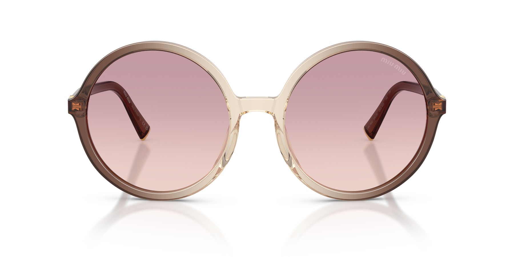 Occhiali da sole Miu Miu MU B02S (25G40S) colore marrone sfumato forma rotondo lenti marrone sfumato viola scuro