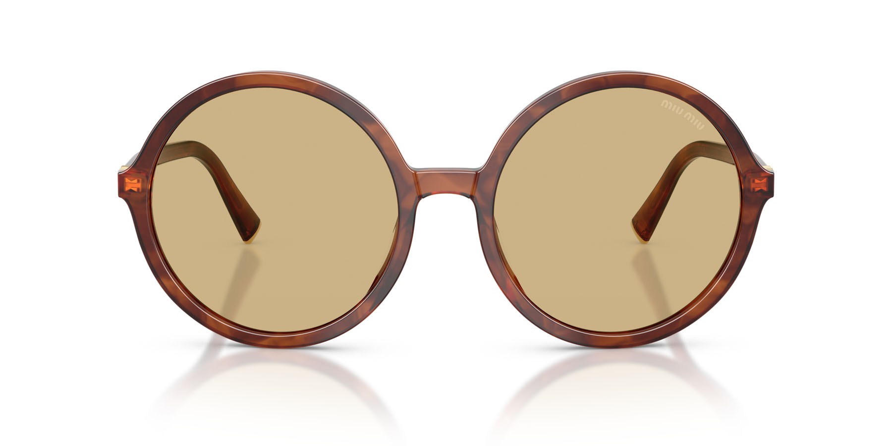 Occhiali da sole Miu Miu MU B02S (26E10R) colore tabacco striato forma rotondo lenti giallo